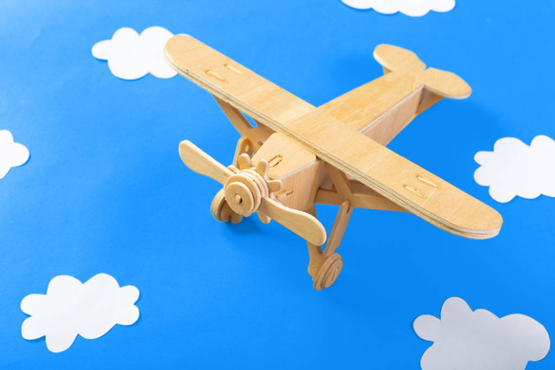 close up of travel concept with toy plane - Фото, зображення