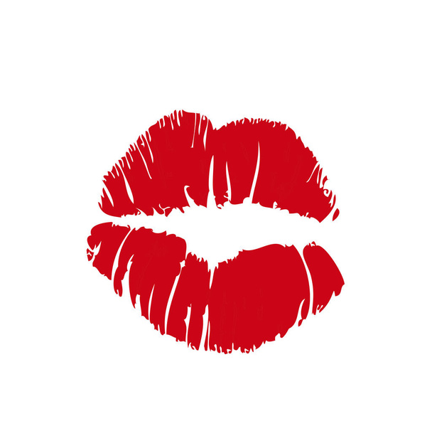 Illustrazione vettoriale di donna ragazza rossetto rosso bacio segno isolato su sfondo bianco. San Valentino icona, segno, simbolo, clip art per il design
. - Vettoriali, immagini