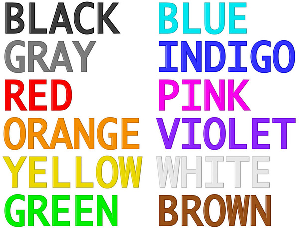 Nombres de colores. Renderizado 3D
 - Foto, Imagen