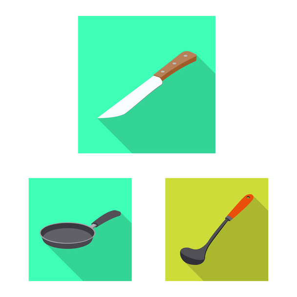 Vector design of kitchen and cook icon. Collection of kitchen and appliance stock symbol for web. - Vektor, Bild