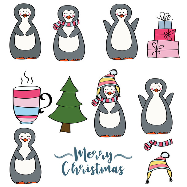 Doodle Χριστούγεννα συλλογή στοιχείων που απομονώνονται σε λευκό φόντο, eps10 - Διάνυσμα, εικόνα