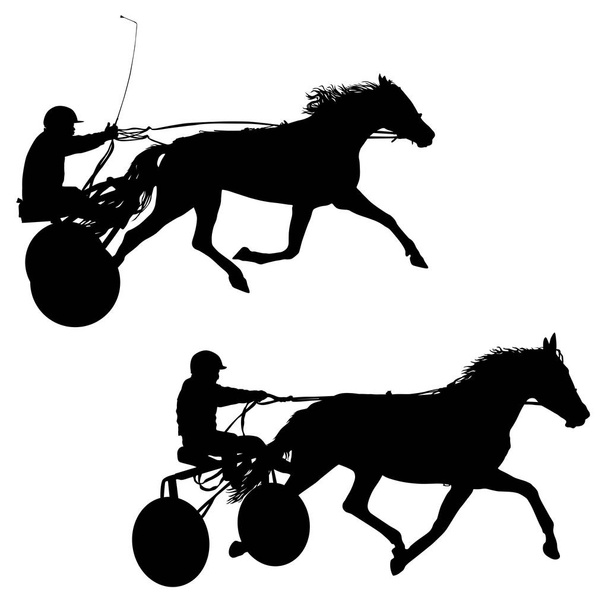 schwarze Silhouette von Pferd und Jockey - Vektor, Bild