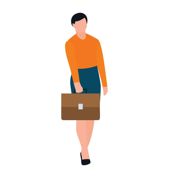 Female entrepreneur worker flat icon design  - Vecteur, image