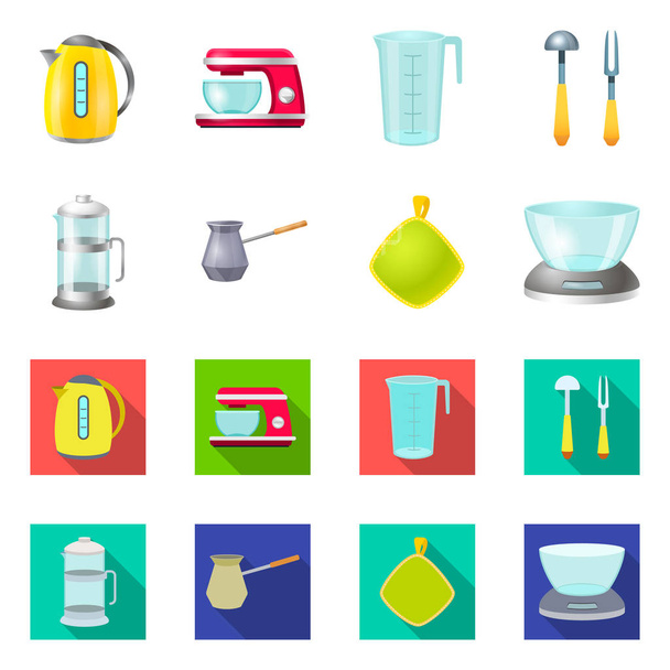 Vector illustration of kitchen and cook sign. Collection of kitchen and appliance vector icon for stock. - Vector, Image