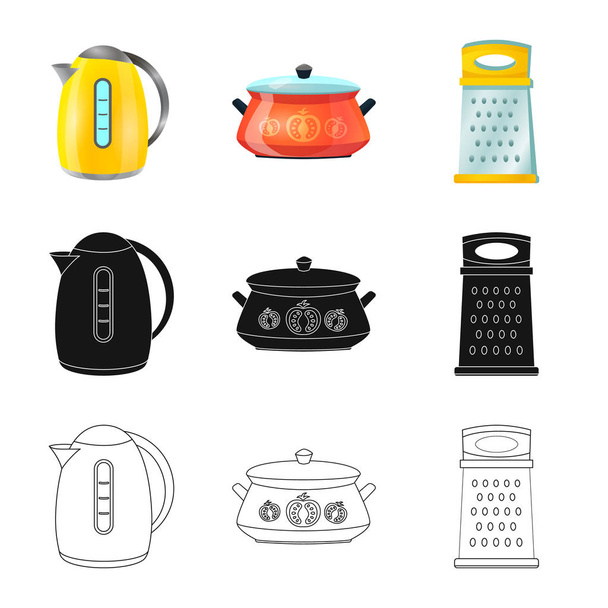 Isolated object of kitchen and cook icon. Set of kitchen and appliance stock symbol for web. - ベクター画像