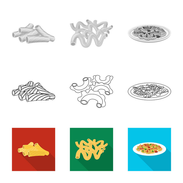 Vector illustration of pasta and carbohydrate icon. Set of pasta and macaroni stock symbol for web. - Vettoriali, immagini