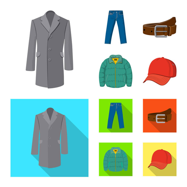 Vector illustration of man and clothing sign. Collection of man and wear stock vector illustration. - Vektör, Görsel