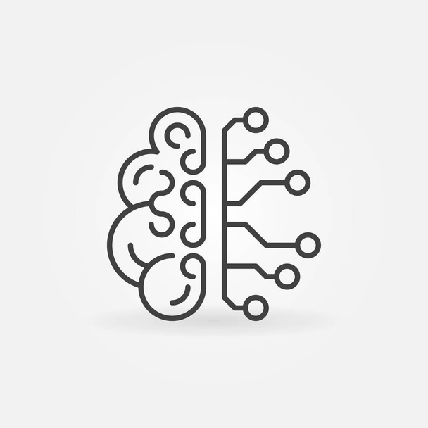 Artificial intelligence brain line icon. Vector Cyberbrain sign - Vecteur, image