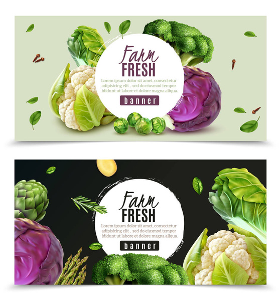 Realistic Vegetables Banners Set - Vector, Image