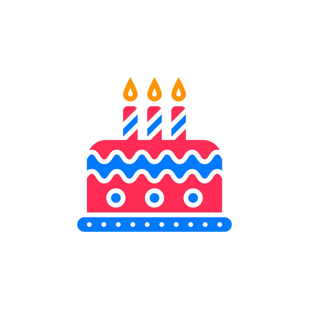 Birthday cake icon vector, filled flat sign, solid colorful pictogram isolated on white, logo illustration - Vetor, Imagem