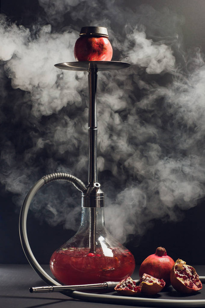Hookah hot coals on shisha bowl with black background. Stylish oriental shisha. Garnet - Foto, Imagem