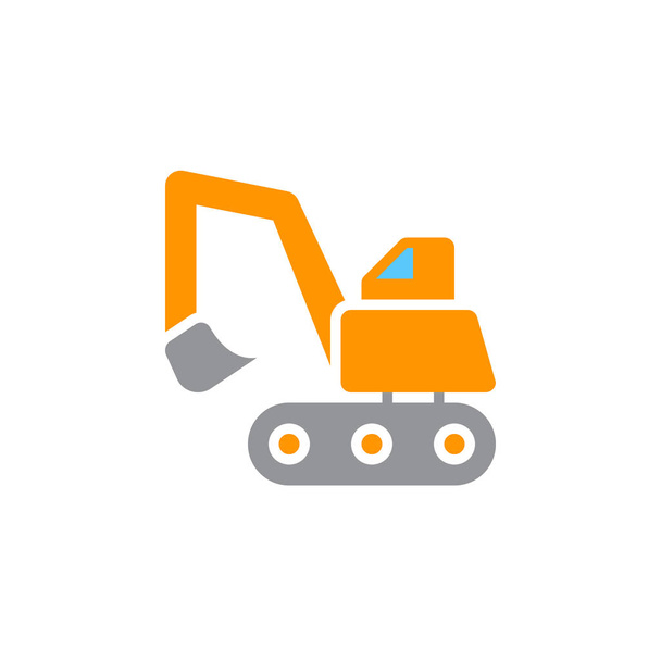 Excavator, crawler digger icon vector, filled flat sign, solid colorful pictogram isolated on white, logo illustration - Vector, afbeelding