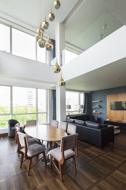open plan living room of a luxury duplex apartment - Photo, Image