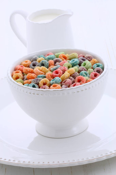 delicious and nutritious, cereal loops, with healthy organic orange juice - Photo, Image