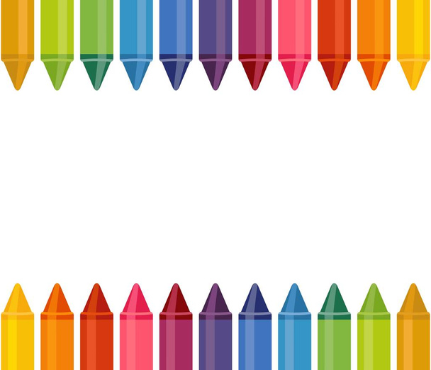 Bezproblémové proužky s barevnými tužkami na bílém pozadí. Skvělé pro školní projekty. Návrh související s uměleckými potřebami - Fotografie, Obrázek