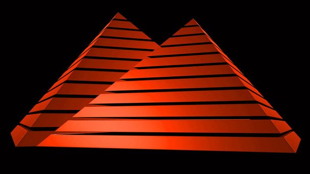 Pyramid isolated on black. 3D rendering - Photo, Image