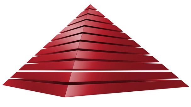 rote Pyramide isoliert auf weiß. 3D-Darstellung - Foto, Bild