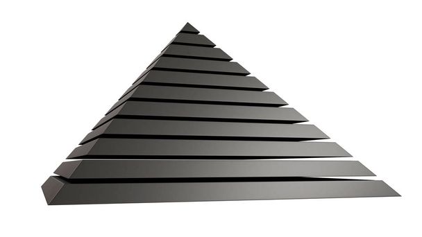 schwarze Pyramide isoliert auf weiß. 3D-Darstellung - Foto, Bild