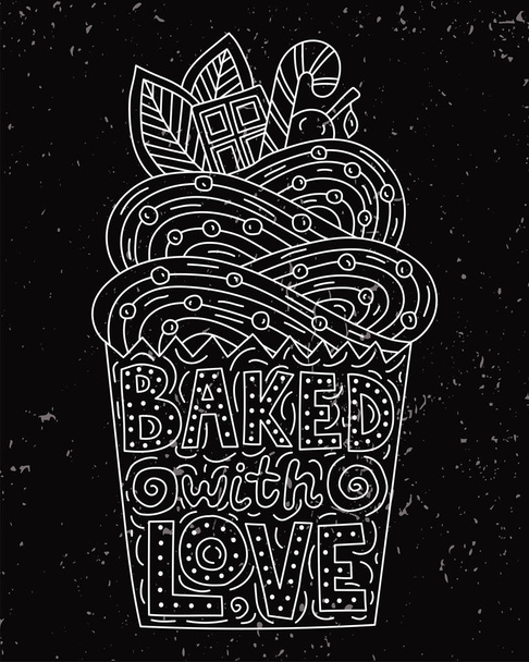 Apoiado de amor. Letras dentro de um doodle cupcake. Ilustração vetorial
 - Vetor, Imagem