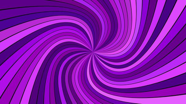 Purple hypnotic abstract striped spiral background design from curved rays - Vector, Image