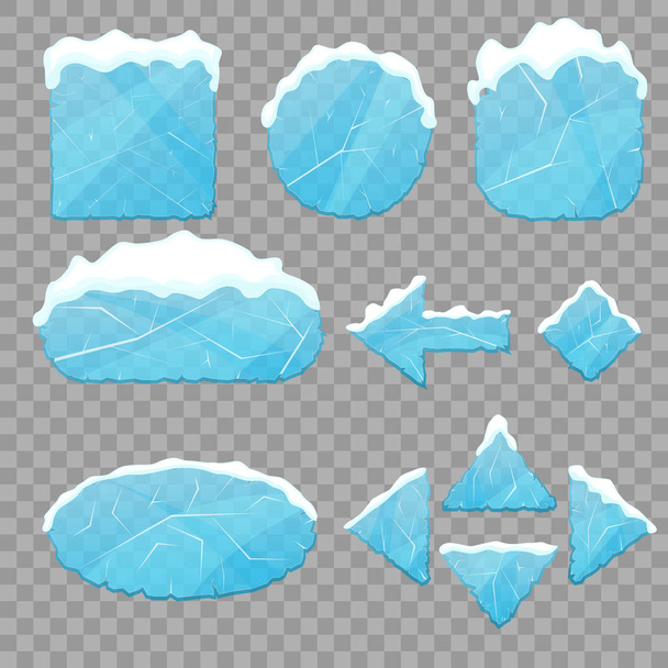 Realistic 3d Detailed Ice Buttons Set. Vector - Διάνυσμα, εικόνα