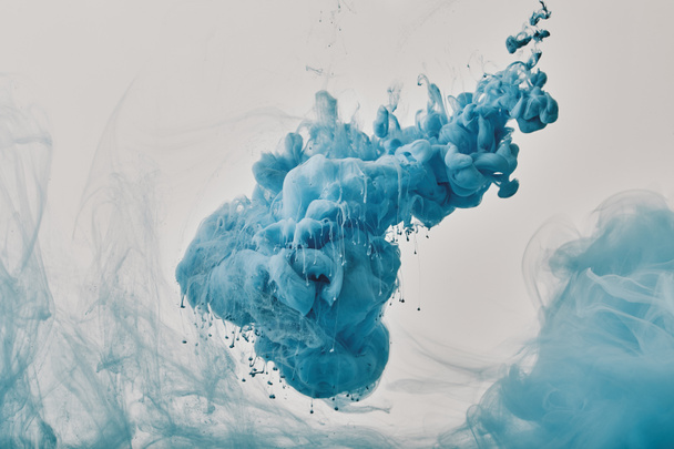 mavi guaj boya sıçrama ile soyut tasarım - Fotoğraf, Görsel