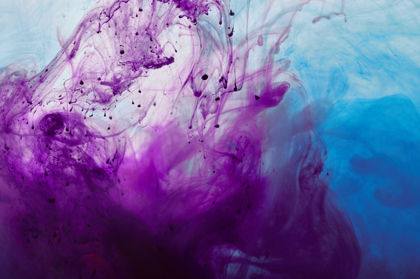 abstract background with purple and blue mixing paint swirls - Photo, Image