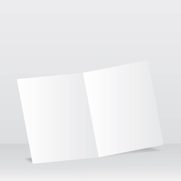 Abrir folleto blanco en blanco sobre un fondo gris. Ilustración vectorial
 . - Vector, Imagen