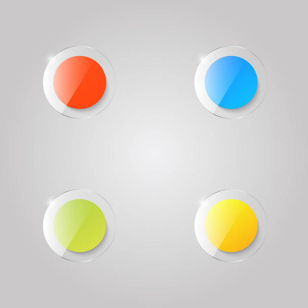 Colored glass buttons on a gray background. Vector illustration . - Вектор,изображение