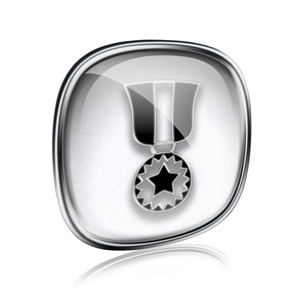 medal icon grey glass, isolated on white background. - 写真・画像