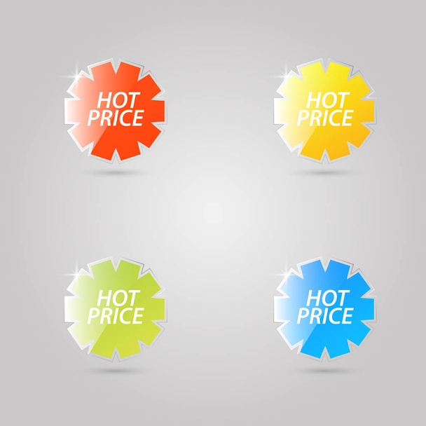 Color shiny glass advertising banners on a gray background. Vector illustration . - ベクター画像