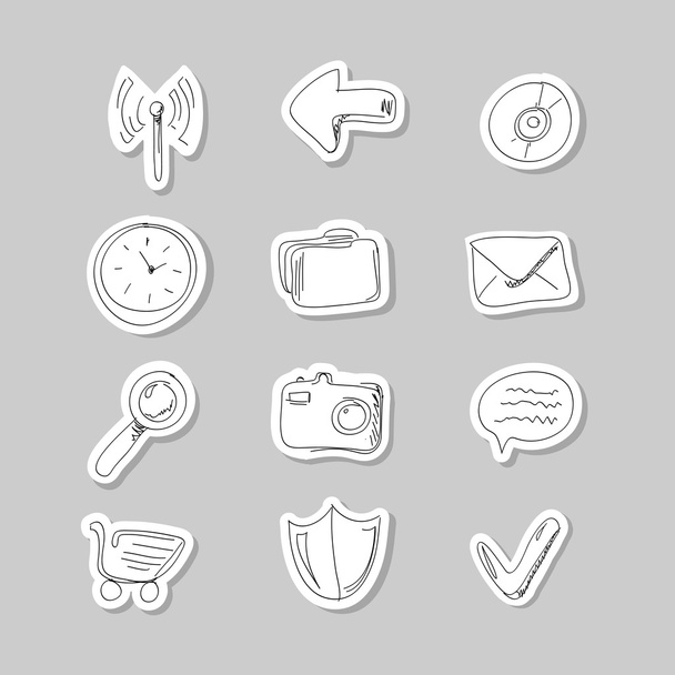 Funny hand-drawn icons set. Vector illustration - Vector, Image