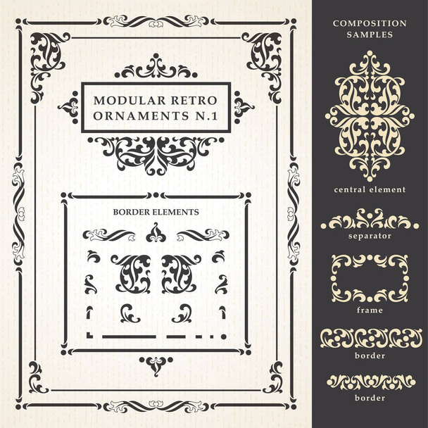Decorative Vintage style Ornate Elements and Frames with Composition sample - Vector, Image