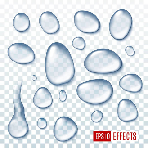 Realistic droplets clean water drop on transparent - Vektori, kuva