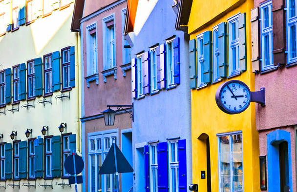 Traditional colorful houses of old town Dinkelsbuhl in Bavaria, Germany. - Foto, imagen