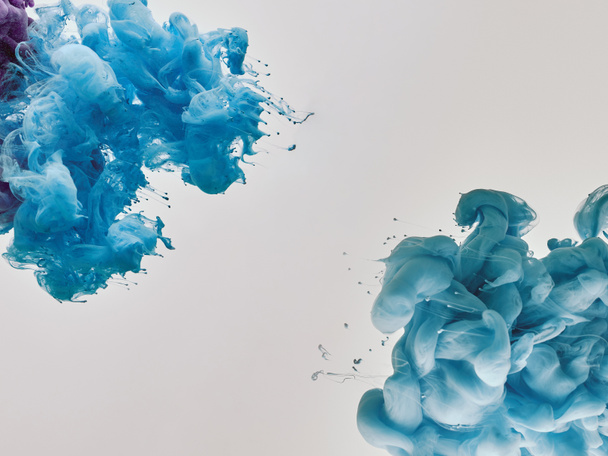 blue splashes of paint on white background - Photo, Image