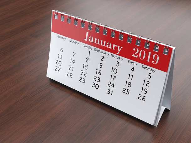 3D rendering flipchart desktop calendar for 2019 year - Photo, Image