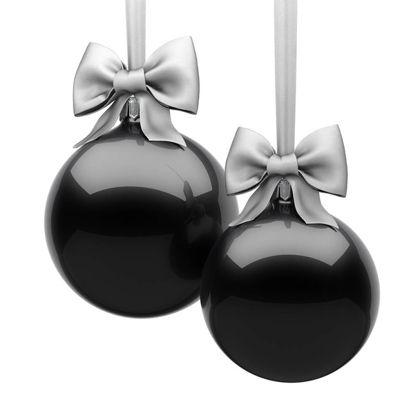 3D Rendering Black Christmas Ball on White Background - Photo, Image
