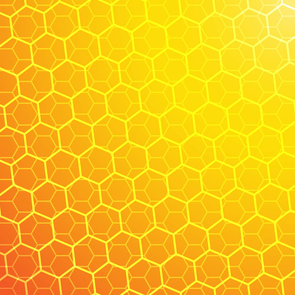 Vektor: abstrakte Sechsecke auf orangem Hintergrund - Vektor, Bild