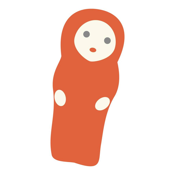Red doll icon, flat style - Vektor, kép