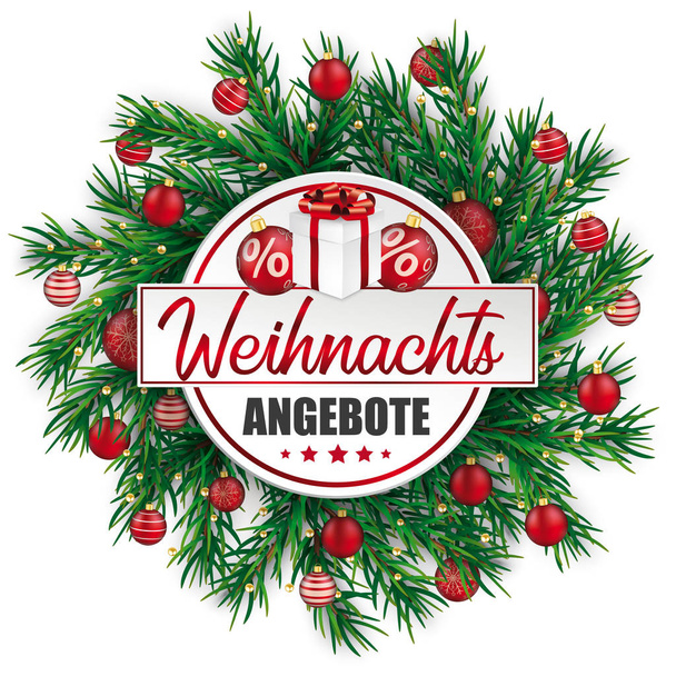 Német nyelvű szöveg Weihnachtsangebote, translate, karácsonyi ajánlatok. - Vektor, kép