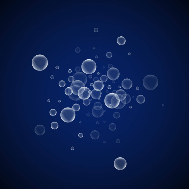 Random soap bubbles abstract background. Blowing b - Вектор, зображення