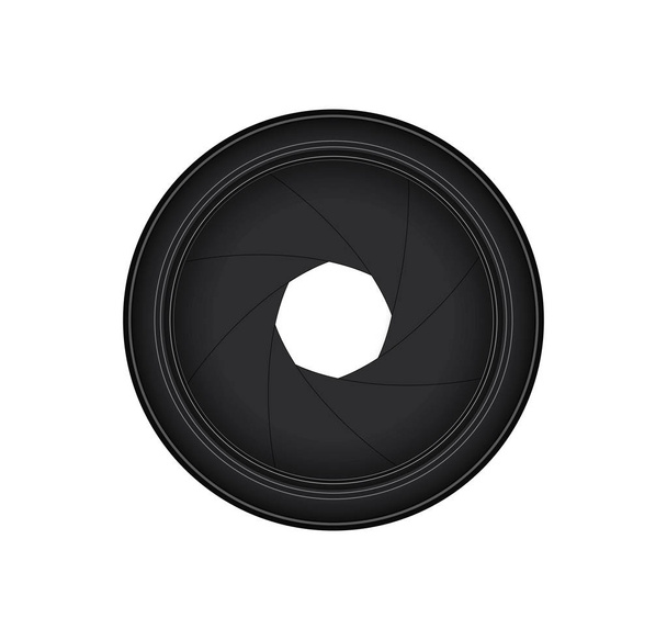 Vector illustration of camera lens shutter aperture isolated on white background, front view - Vector, Image