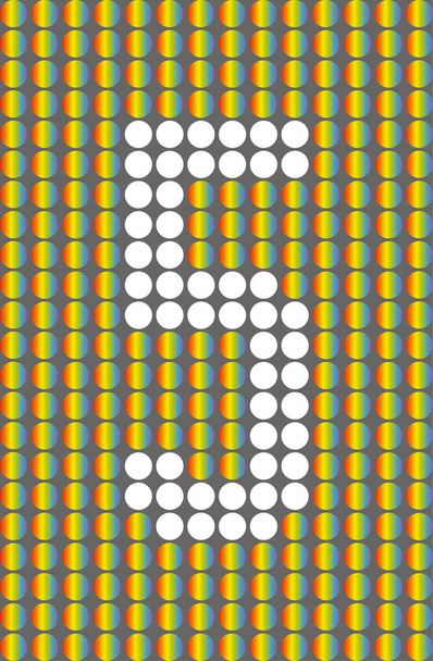Numéro cinq avec des cercles blancs sur les cercles arc-en-ciel
 - Vecteur, image