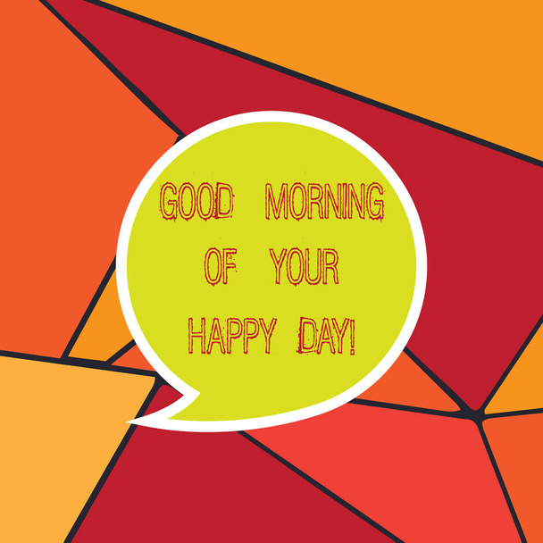 Tekst pisma Good Morning Twój szczęśliwy dzień. Znaczenie pojęcia pozdrowienie najlepsze życzenia szczęścia w życiu puste naklejki z okno dialogowe Obramowanie pusty tekst balon. - Zdjęcie, obraz