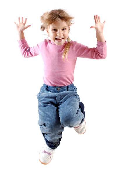 happy jumping girl isolated over white - Photo, Image