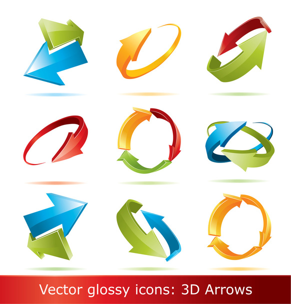 Coloridas flechas vectoriales 3d conjunto
 - Vector, Imagen