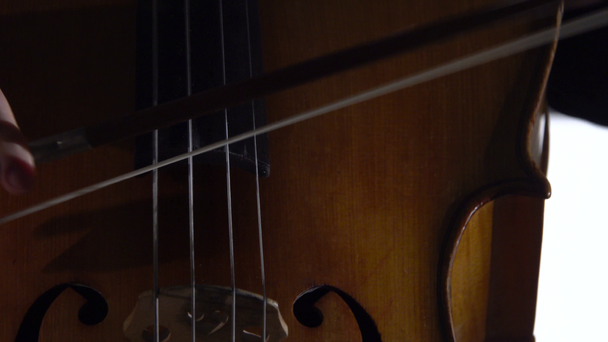 A rapariga toca violoncelo. Fechar
 - Filmagem, Vídeo