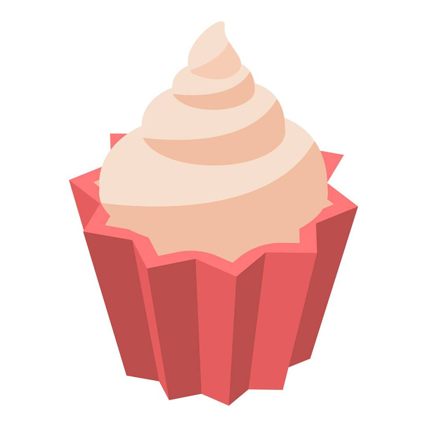 Cupcake icon, isometric style - Vector, Image