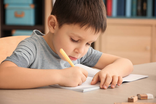 Cute little boy doing homework indoors - Photo, image